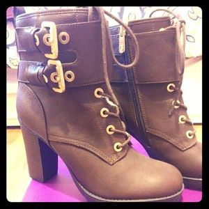 Brown combat boots